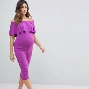 ASOS size 6 off shoulder maternity dress bodycon